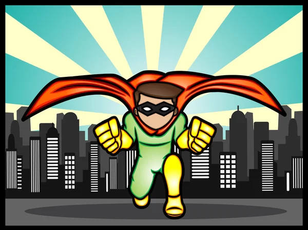 Superhero in the city Vector Graphics