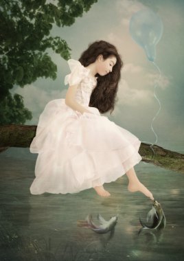 Küçük kız ve balıklar