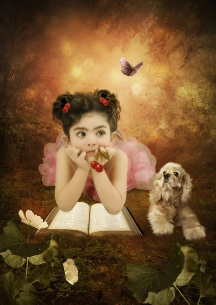 The little girl with a dreamy look — Stock Photo, Image