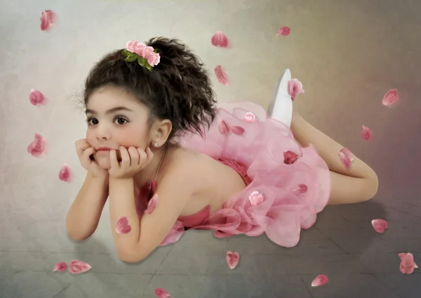 Lilla Ballerina i rosa — Stockfoto