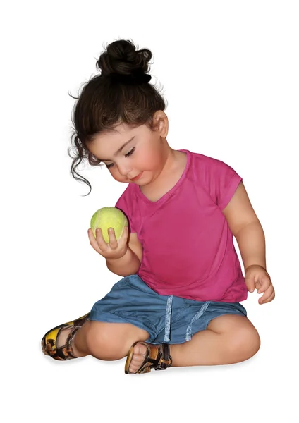 Girl with tennis ball — Stock Photo, Image