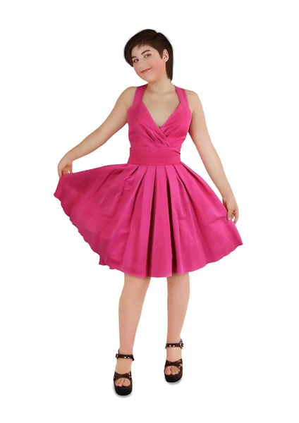 Het meisje in roze jurk — Stockfoto