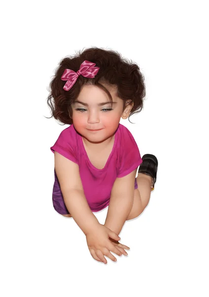Kleines Mädchen mit Schleife auf dem Kopf — Stockfoto