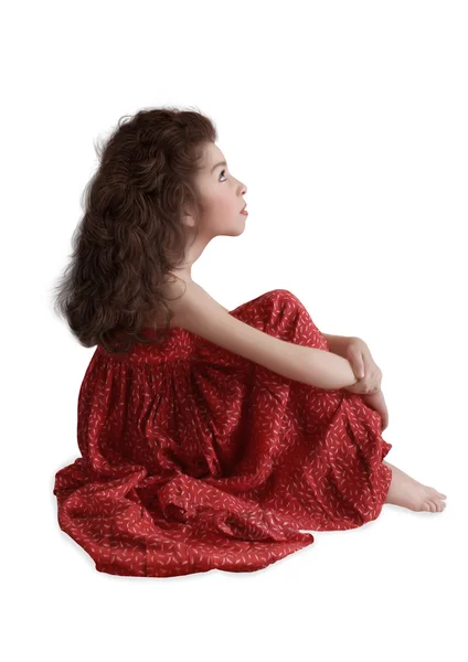 Little girl with long, curly hair — Stock Photo, Image