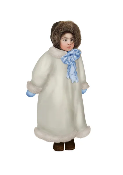 Μικρό κορίτσι σε ένα παλτό χειμώνα — Φωτογραφία Αρχείου