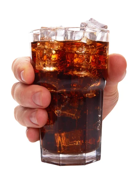 Glass  in hand  on white  background — Stock Photo, Image