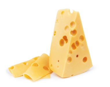 Beyaz bir arka plan üzerine peynir