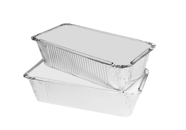 Foil trays on  white  background — Stock Photo, Image