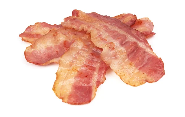Szelet bacon, fehér háttér — Stock Fotó