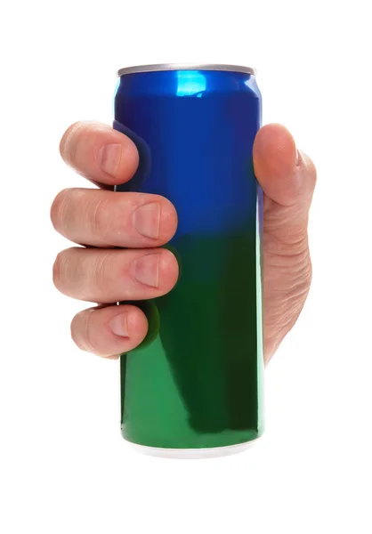 Lata de refrigerante no fundo branco — Fotografia de Stock