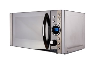 Beyaz bir arka plan üzerinde mikrodalga