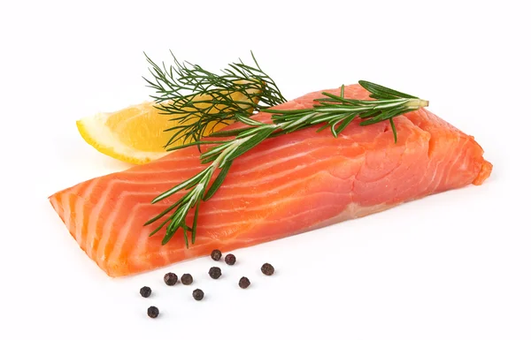 Lachs auf weißem Hintergrund — Stockfoto