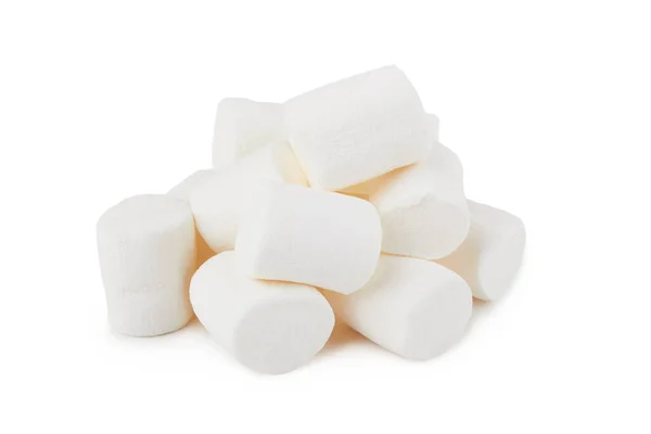 白色背景下隔离的大量美味棉花糖 — 图库照片