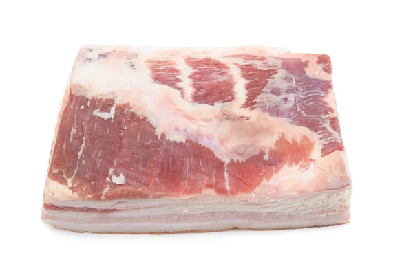 Raw Pork Belly Streaks Fat Isolated White Background — Stock Photo, Image