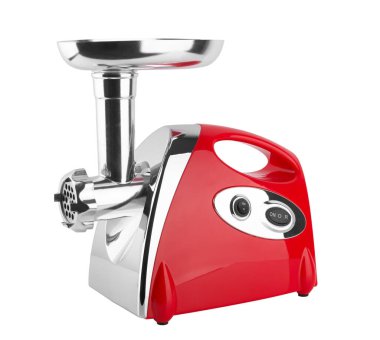 Elektrik kıyma makinesi beyaz arkaplanda izole edildi