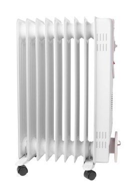 Beyaz arkaplanda elektrik taşıyıcısı izole edildi