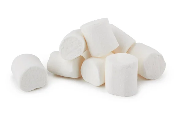 Heap Van Heerlijke Marshmallows Geïsoleerd Witte Achtergrond — Stockfoto