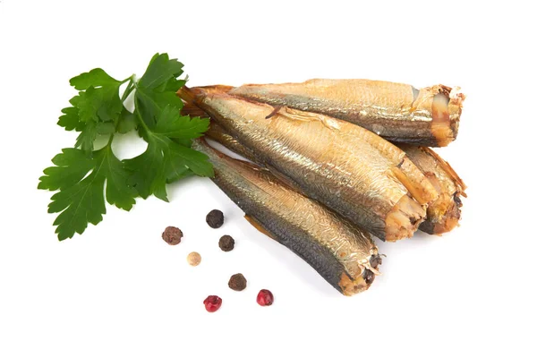 Sprats Senza Testa Isolata Uno Sfondo Bianco — Foto Stock