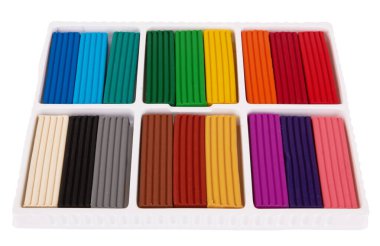 Plasticine in box isolated on white background