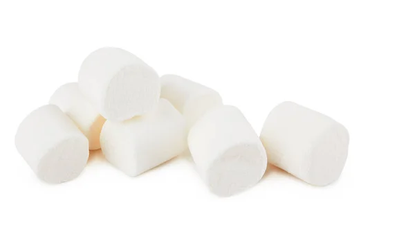 Heap Van Heerlijke Marshmallows Geïsoleerd Witte Achtergrond — Stockfoto