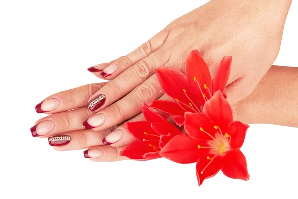 Manicure paznokci czerwony — Zdjęcie stockowe
