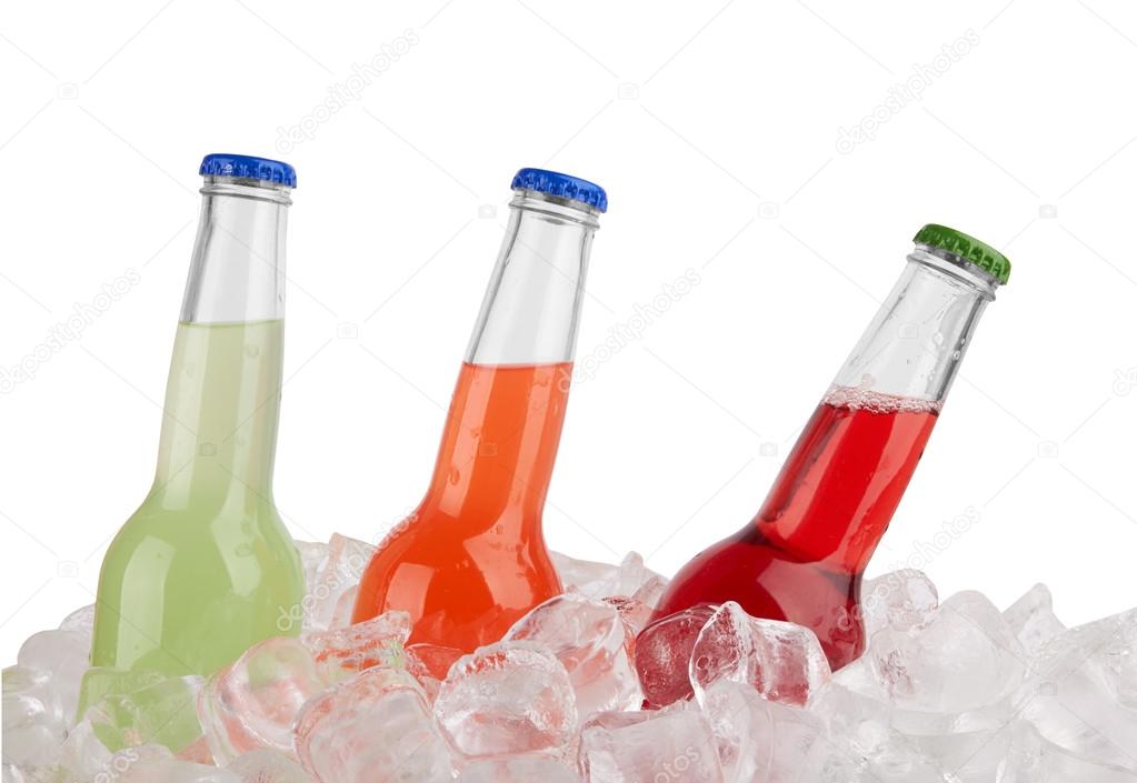 bottles in ice 