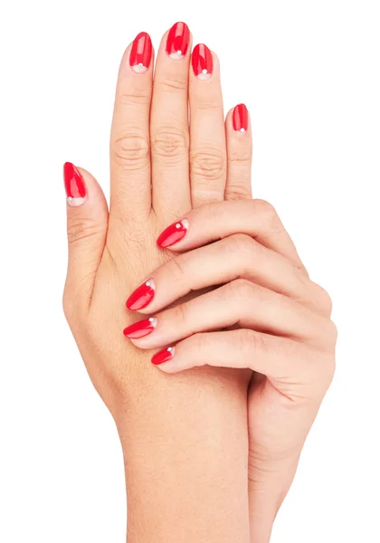 Uñas manicura roja — Foto de Stock