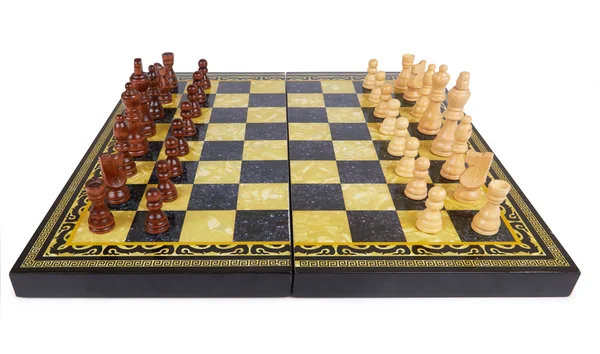 Tablero de ajedrez aislado sobre un blanco — Foto de Stock