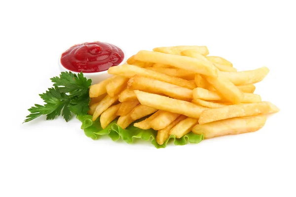 French  fries  on a white — Stock Photo, Image