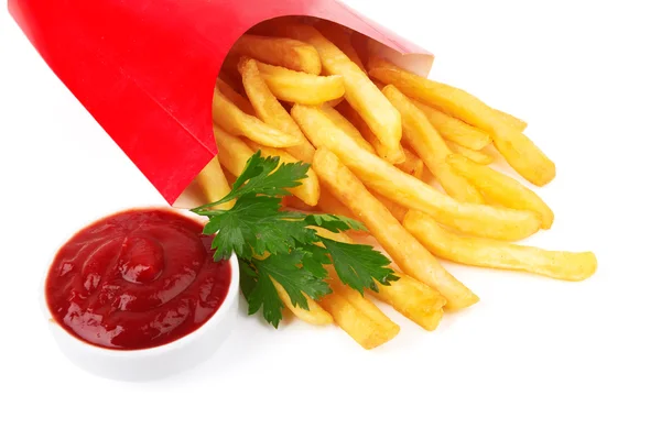 Pommes frites auf einem weißen — Stockfoto