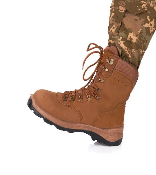Army  boots  on a white — Stock Photo, Image