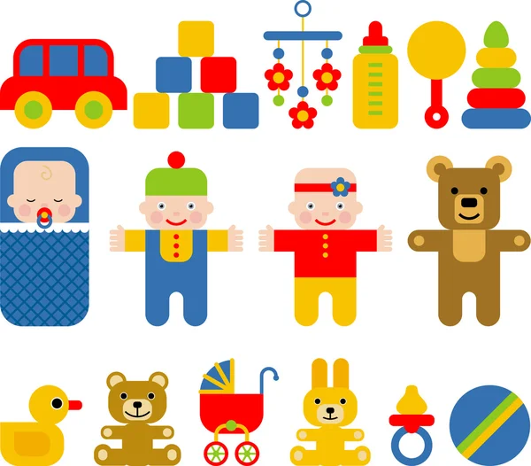 Set of flat icons for kids — Stock Vector