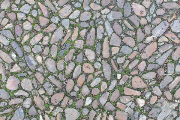 Staré skutečné texturu pozadí s kameny a trochu trávy — Stock fotografie