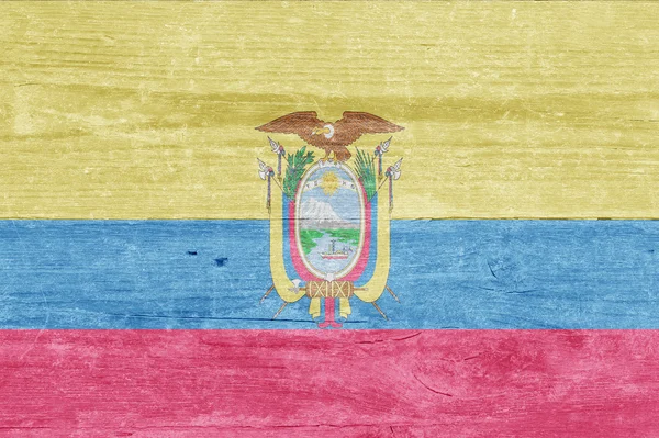 Bandeira do Equador em uma prancha de madeira — Fotografia de Stock