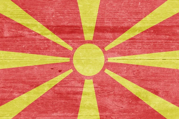 Bandera de Macedonia sobre tabla de madera — Foto de Stock