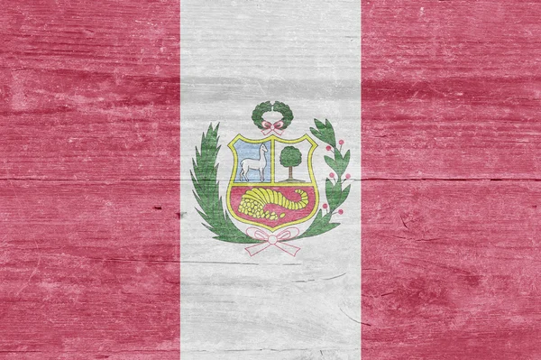 木の板にペルー国旗 — ストック写真