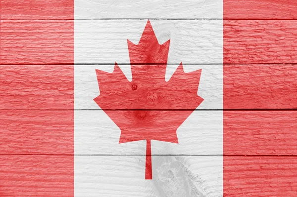 Bir ahşap tahta üzerinde Kanada bayrağı Telifsiz Stok Fotoğraflar