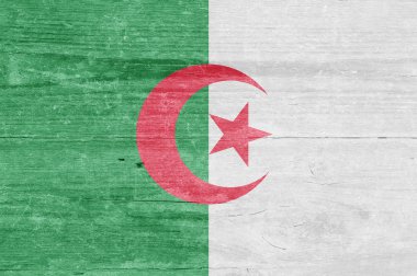 Cezayir bayrağı bir ahşap tahta üzerinde