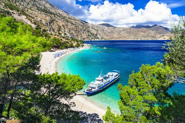 Pláž Apella krásné řecké ostrovy - Karpathos, — Stock fotografie