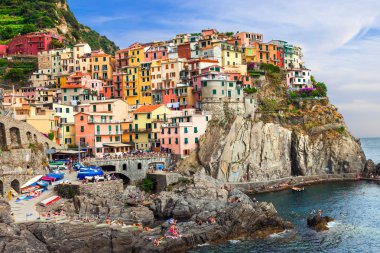 beautiful places of Italy - colorful Manarola village in Cinque  clipart