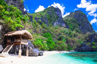 Tropical solitude -  white sandy beaches of Philippines, El Nido clipart