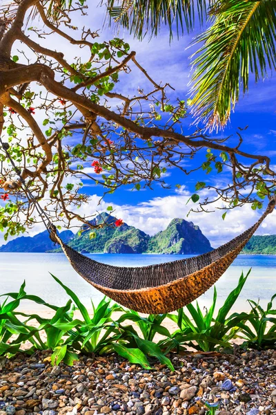 Trópusi pihentető üdülés - paradise szigetek, Palawan, Fülöp-szigetek. — Stock Fotó