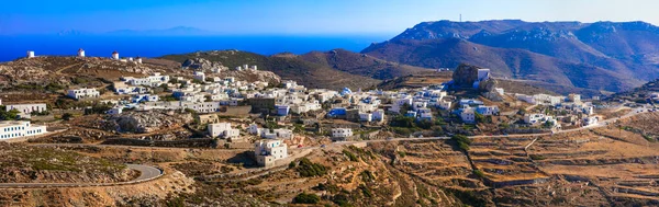 Kyklady Řeckých Ostrovech Pravý Amorgos Panoramatický Pohled Vesnici Chora — Stock fotografie