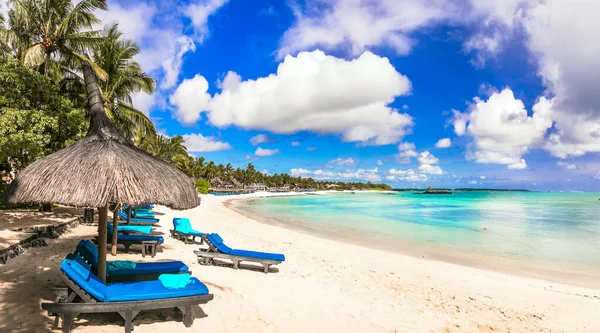 Vacanze Tropicali Rilassanti Scenario Della Spiaggia Resort Dell Isola Mauritius — Foto Stock