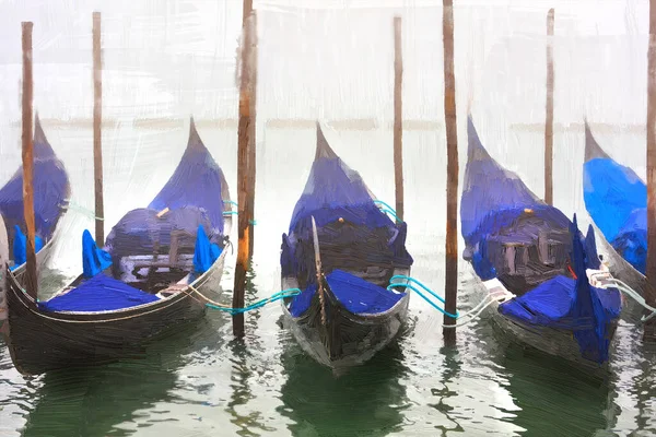 Venice Italy Canals Gondolas Artwork Paiting Style — Stock Photo, Image