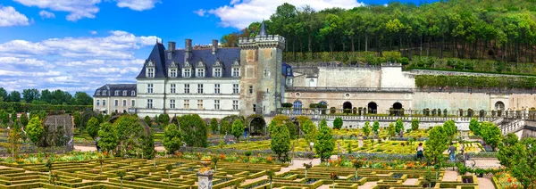 Europas Vackraste Slott Slott Villandry Med Fantastiska Botaniska Trädgårdar Loiredalen — Stockfoto