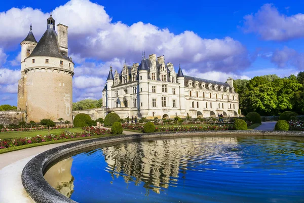 Elegante Castillo Chenonceau Hermosos Castillos Del Valle Del Loira Francia —  Fotos de Stock