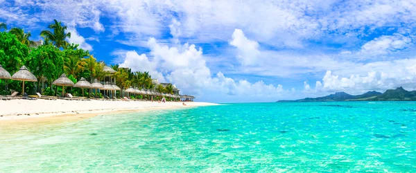 Vacaciones Relax Tropical Una Las Mejores Playas Isla Mauricio Morne — Foto de Stock