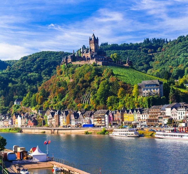 Resor Och Sevärdheter Tyskland Medeltida Staden Cochem Populär För Flodkryssningar — Stockfoto