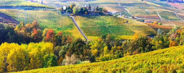 Vignobles Dorés Villages Pittoresques Piémont Célèbre Région Viticole Nord Italie — Photo